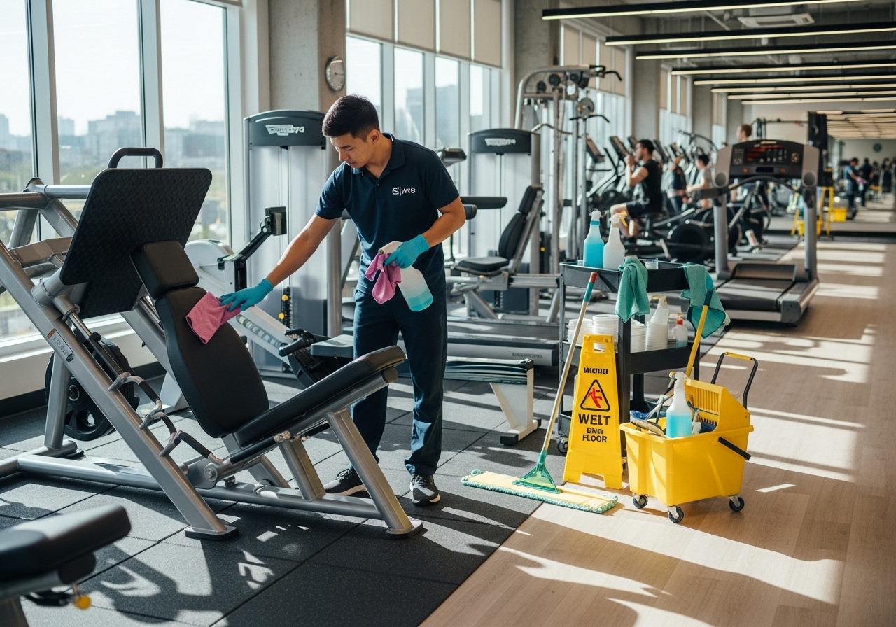 Gym equipment cleaning and sanitization